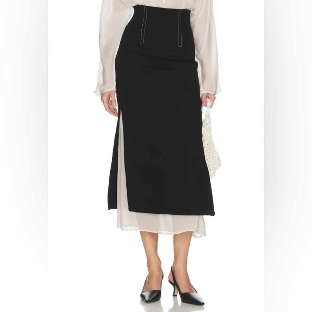 Helsa Layered Skirt in Black & Ivory